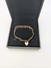 375 9CT HALLMARKED, YELLOW GOLD, 4 BAR GATE LINK BRACELET WITH HEART PADLOCK, 7", 4.45G