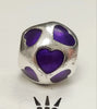Genuine Pandora "Love You" Purple Enamel Hearts S925ALE Charm 790543EN13 Retired