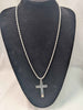925 Sterling Silver Twist Rope Chain With Big Cross Pendant - 32.90 Grams - 24" Long **BRAND NEW**