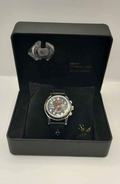 DX  Poljot International 3133 Russian Chronograph Mechanical Men's Watch - Red and Black Dial - Boxed