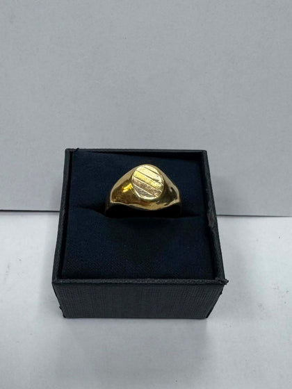 5.9G 18ct Gold Textured Signet Ring - Size Z - **Hallmarked**