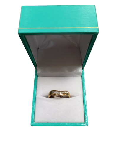 9ct Gold Wish Bone Style Ring Size-M