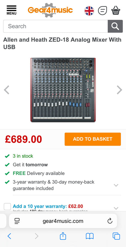 Allen & Heath ZED-18 Mixer