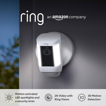 Ring Spotlight Cam Pro Plug in Security Camera- White WIRED