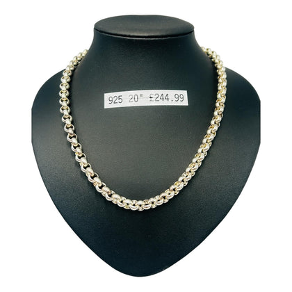 *Pre-Owned* 925 Sterling Silver, Fully Hallmarked Belcher Style Chain 20'', Boxed