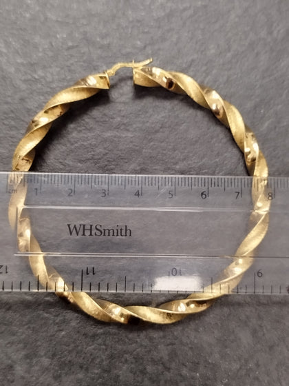 9ct Yellow Gold Large Twisted Hoop Earrings – Large 80mm