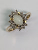 9ct Gold Diamond & Opal Ring - Size K 1/2