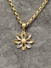 14ct Yellow Gold Belcher Chain & 2 Tone 14ct Gold Daisy Pendant