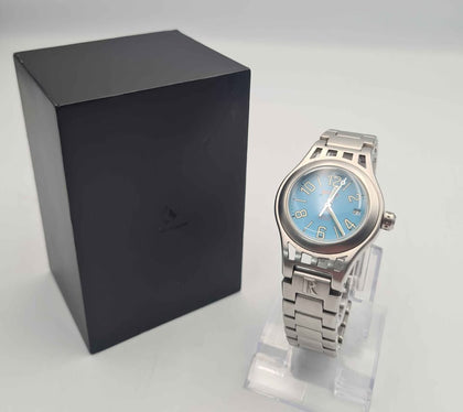 Reunion (Made By Rotary) Quartz Movement Womens Watch With Steel Bracelet, Blue Face & Box