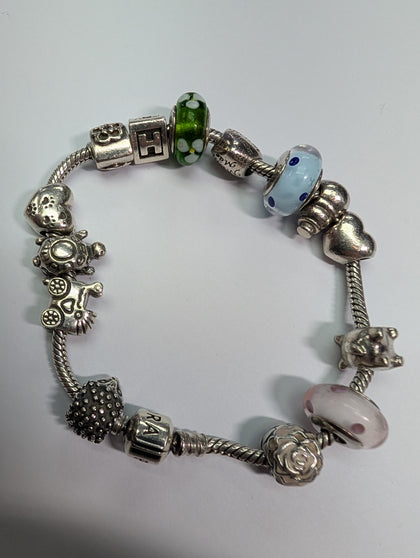 Pandora bracelet with 14 charms