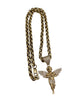 9CT Thick Gold Chain Link Style (52.88G), 19" Length with Baby Angel CZ Stone Pendant (5.6Grams)