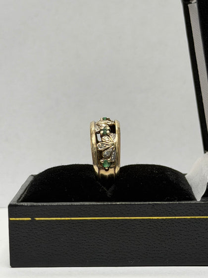 9ct Fancy Gold Ring , ( Size T ) , 2.9g –** Hallmarked **