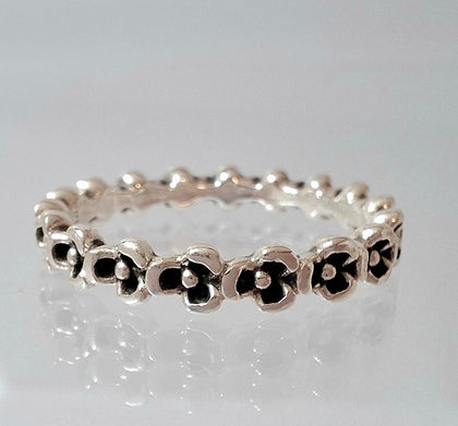 PANDORA Silver Wandas Garden Flower Ring Size R/S