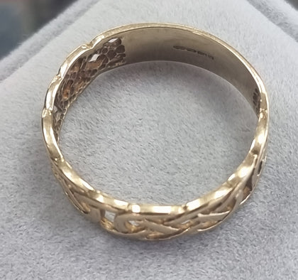 Gold Celtic Mens Ring Size Z+1