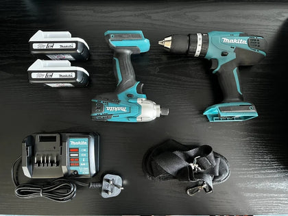 Makita 18V 2 x 2 Li-ion Cordless Power Combi Drill & Impact Driver dk18922ax2 Comes With Charger