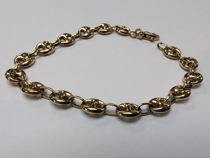 9CT GOLD PUFFY MARINER  BRACELET  5.93G PRESTON STORE