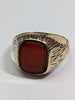 9CT Gold Ring With Red Stone - Size Q