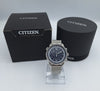 Citizen Eco-Drive men's chronograph black dial watch with mesh stainless steel strap and original box