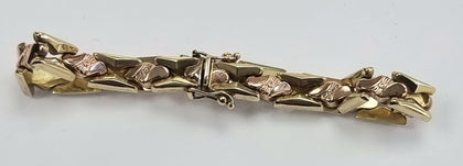 9ct Gold Woven link Bracelet 2 Tone 7.5