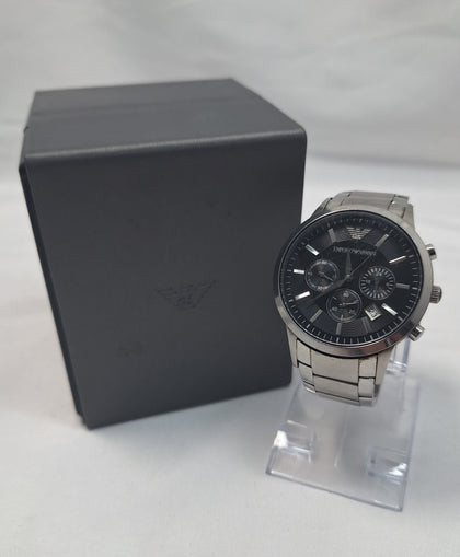 Emporio Armani AR2448 Chronograph men's wrist Watch black face boxed