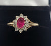 9ct Yellow Gold Ring With Clear And Pink Stones - 1.8G - Size P. Hallmarked