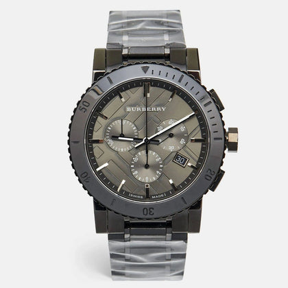 Mens Burberry Gunmetal Grey Chronograph Watch BU9381