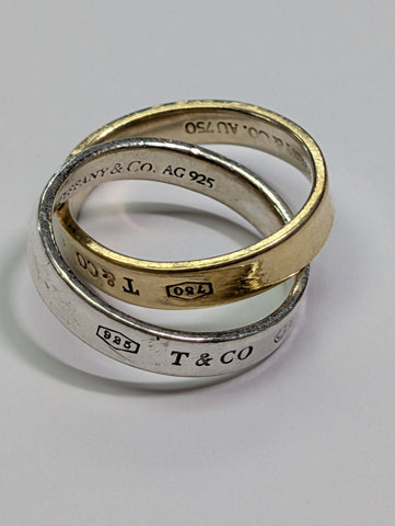 Silver And 18CT Interlocking Rings