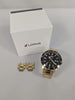Lorus Mens Solar Gold Tone Black Dial Watch
