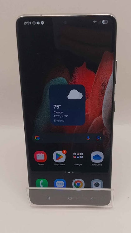 Samsung Galaxy S21 ultra 128GB Phantom unboxed & unlocked ** cracked across screen ref pic **