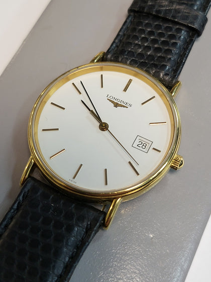 Longines La Grande Classique L4.636.2 - 18ct Bezel- White Dial Date Quartz Men's Watch