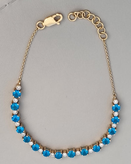 18ct Gold Diamond/Blue Sapphire Tennis Bracelet