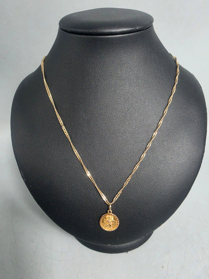 9ct GOLD NECKLACE with PENDANT (ST Christopher) 4.8G 375 18'' in Length