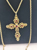 9ct Yellow Gold Belcher Chain Necklace With Filigree Cross Pendant - 10.39 Grams - 24" Long