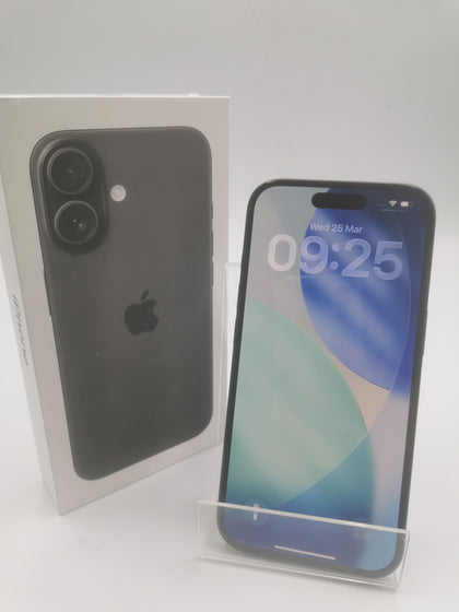 Apple iPhone 16 128GB Black, Unlocked to ANY SIM (100% Battery Health, 16 Cycle Count) - With Original Box