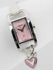 Fossil F2 Tank Style Watch With Heart Charm Pink. ***Boxed***