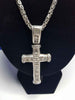 925 Sterling Silver Linked Chain Necklace With Diamante Cross Pedant - 79.78 Grams - 22" Long