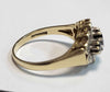 9ct Yellow Gold Ring with Clear And Black Stones - 3.53G - Size O - Hallmarked