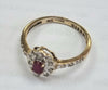 9ct Gold Diamond/Ruby ring Size P