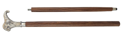 Lionhead 2 Piece Swagger Cane - Nickel Plated & Sheesham Wood 98.5cm