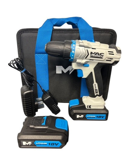 Mac Allister MSDD18-Li-2 18V 1.5Ah Li-Ion Cordless Drill Driver in Case *Store Collection Only*