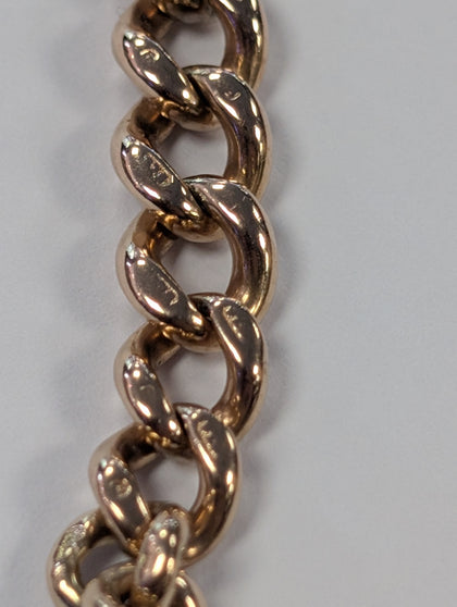 9ct gold charm bracelet with heart lock & safety chain