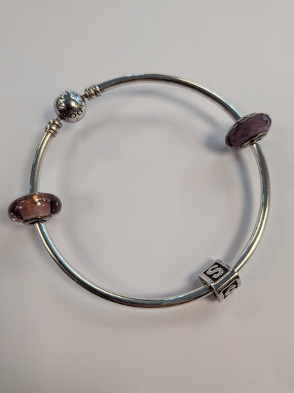 Silver Pandora Bangle With Charms