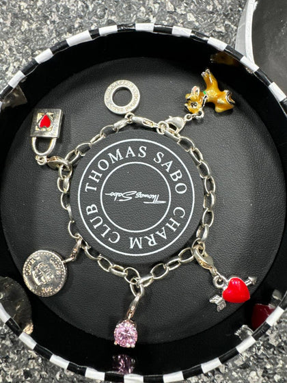 Thomas Sabo Silver Charm Bracelet with 5 Charms ** Collection Only - Wythenshawe **