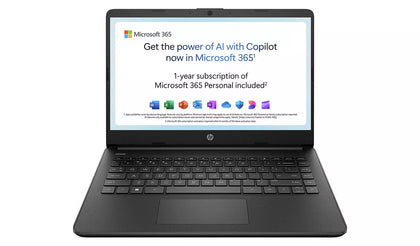 HP 14s-dq0007na 14in N4120 4GB 128GB Laptop - Black