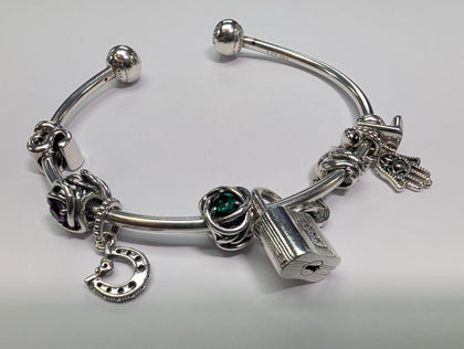 Silver Pandora Bangle With 7 x Charms