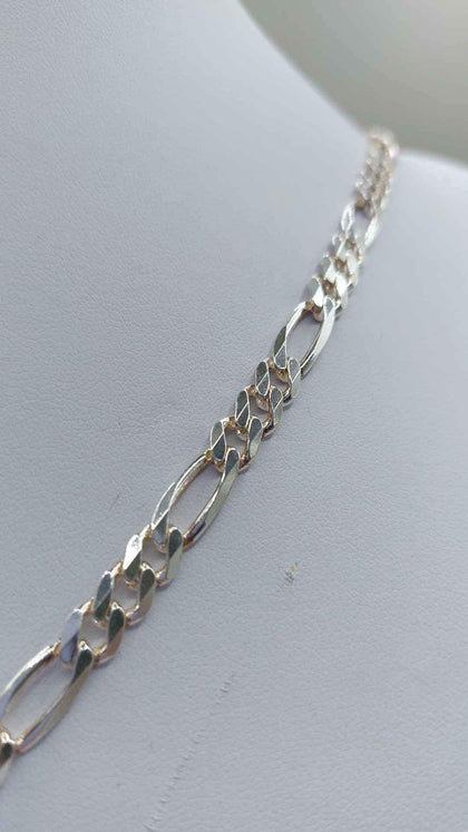 925 Sterling Silver 3-in-1 Figaro Chain Necklace W/ Cross Pendant - 24