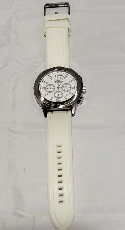 Fossil CH2530 Silver Tone Stainless Steel Rubber Band Watch