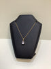9ct gold twisted chain 18" with pink quartz tear drop pendant