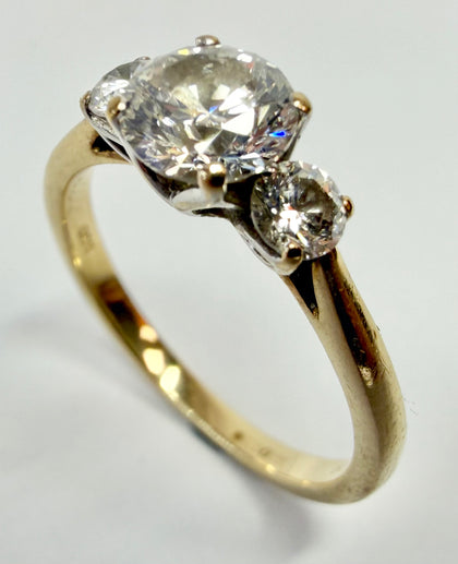 9ct Yellow gold three stone lab grown diamond size O