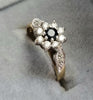 9ct Gold RIng with Black/Clear Stones Size "O"